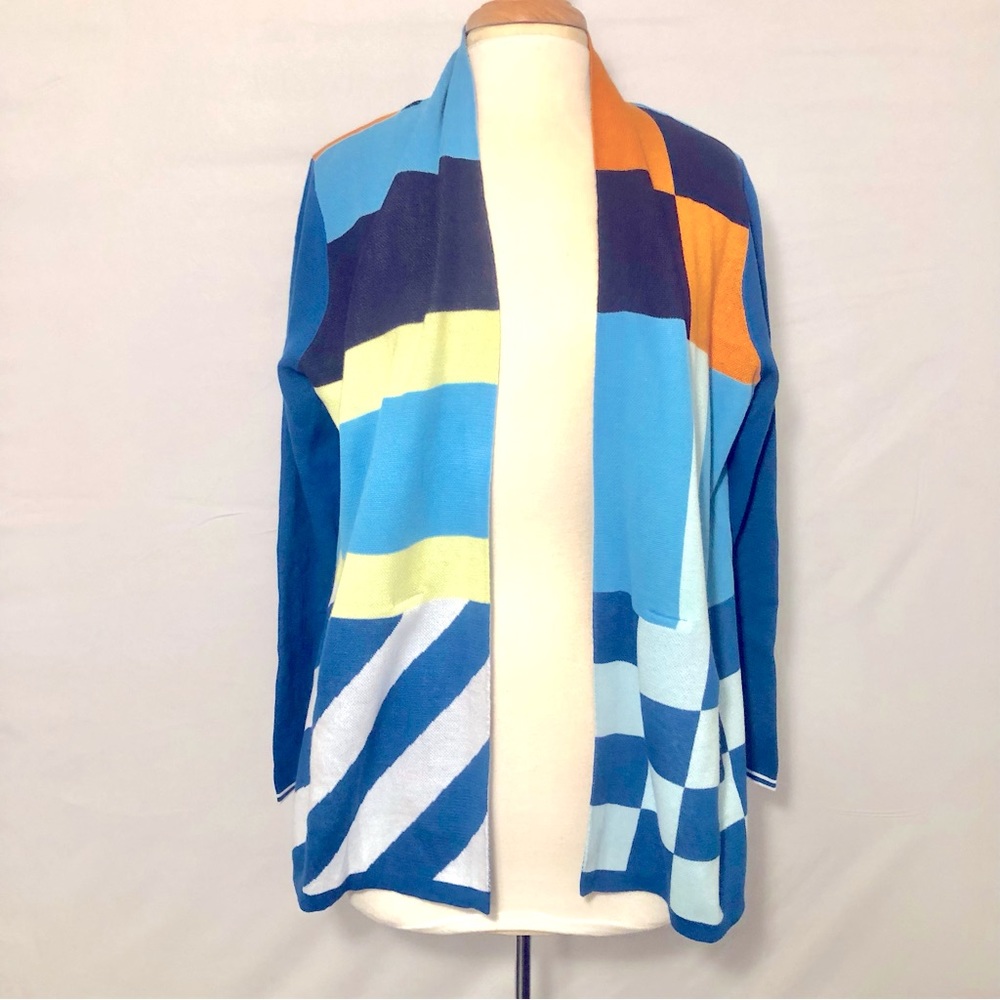 Lands End Turtle Neck Retro Style Knitted Cardigan Sweater Size LP